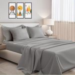 linenaffairs Cotton Bedsheets Set, 144 Thread Count, Double - 90x100 Inch, Bed Sheet 3 Piece Sets, Flat Bedsheet with Pillow Cover Comfy Breathable & Cooling Sheets Best for Summer - Light Grey