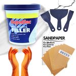 Wall Repair Kit With 1.4kg (1kg + 40% Extra Free) Wall Filler Ready Mixed For Holes Gaps| Plastic Filling Tools 12-Assorted Sand Paper & Gloves | Wall Hole Filler Gap Filler & Plaster Filler for Walls