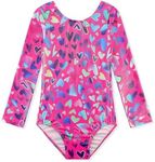 Toddler Leotard Gymnastics Long Sleeve for Girls 3t 4t Neon Hot Pink Colorful Hearts Sparkle Gymnastic Clothing Tumbling Outfits
