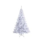 FIZZYTECH 5 ft White Artificial Christmas Tree, 492 Branch Tips Hinged Spruce with Metal Stands, Easy Assembly, for Xmas Holiday Home Party Decoration