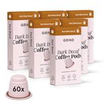 Grind Decaf Dark Blend Coffee Pods – Pack of 60 Coffee Capsules – Nespresso® Original Machine Compatible Pods – Home-Compostable Coffee Pods – Notes of Dark Chocolate, Walnut and Tobacco