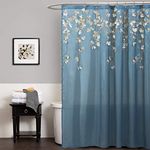 Lush Decor Flower Drops Shower Curtain, 72 by 72-Inch, Federal Blue/White