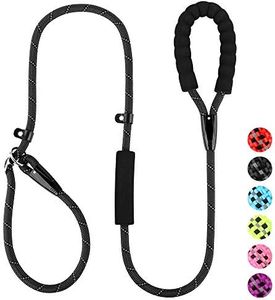 PLUTUS PET Slip Lead Dog Leash, Anti-Choking with Traffic Padded Two Handles, Reflective Strong Sturdy Heavy Duty Rope Leash, 6FT Dog Training Leash for Medium Large Dogs, 6' Black