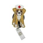 Boxer Dog Badge Reel, Animal Nurse 