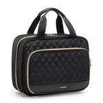 MDODO Hanging Travel Toiletry Bag for Women Traveling with Leakproof Compartment,Transparent Makeup Organizer Cosmetic Make up Bag for Full Sized Travel Accessories Essentials Must Have (Black)