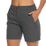 BGOWATU Women's Hiking Golf Shorts Quick Dry Lightweight Cargo Outdoor Active Summer Shorts with Zipper Pockets Dark Gray Size L