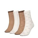 Calvin Klein Women's CLSSC Sock, Camel Combo, ONE Size (Pack of 4)