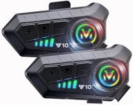 Motorcycle Intercom 2 Pack Helmet Bluetooth Headset With Mic Motorcycle Waterproof Headphones Wireless Noise Cancelling Earphones Motorbike Communication System Headphones Bluetooth Helmet Speakers