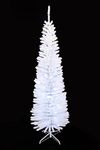 6 Foot White Pencil Christmas Tree Pre-lit with Cool White LED Lights (6ft Pure White)