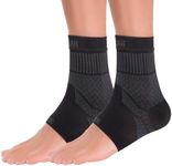 Zensah Ankle Support - Compression Ankle Brace - Great for Running, Soccer, Volleyball, Sports - Ankle Sleeve Helps Sprains, Tendonitis, Pain (Medium, Black - Pair)