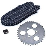 T8F 38T Tooth Rear Sprocket With 136 Links Chain and Master link Kits for 47cc 49cc 2 Stroke Chinese Gas Scooter ATV Quad Pit Dirt Bike Kids Mini Moto Pocket Bike