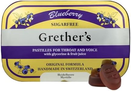 GRETHER'S Sugarfree Blueberry Pastilles Remedy for Dry Mouth Relief - Soothing Throat & Healthy Voice - Gift for Singers - 1-Pack - 3.75 oz.