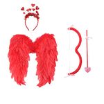 Wings 3pc Angel Costu Red Angel Wings Red Angel Horns Bow and and Headband Set Halloween Costume Red Wings