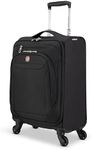 SwissGear Marumo Softside Lightweight Expandable Luggage with Spinner Wheels, Black, Carry-On 21.5-Inch