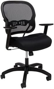 HON Wave Mid-Back Office Desk Chair, Ergonomic Breathable Mesh, Adjustable Arms, Lumbar Support, Synchro-Tilt, Cushion, 360 Swivel Wheels