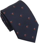 DQT Men's Embroidered Sports Print Novelty Classic Tie, Navy Horse Racing, One Size