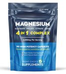 Magnesium Glycinate 4 in 1 Complex - 2000mg Bisglycinate, Malate, Citrate & Oxide Supplements - 90 High Potency Vegan Capsules Providing 506 Elemental Magnesium Per Serving - UK Made