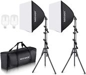 NEEWER 700W Equivalent Softbox Lighting Kit, 2Pack UL Certified 5700K LED Lighting Bulbs, 24x24 inches Softboxes with E26 Socket, Photography Continuous Lighting Kit Photo Studio Equipment