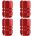 Car Tyre Valve Caps, 4pcs Aluminum Alloy Metal Bike Car Motorcycle ATV Tyre Tire Wheel Valve Dust Caps Covers (Red)