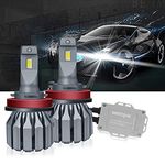 wattstar LED Headlight Bulbs Conversion Kit, 64W Super Bright Hi/Lo Beam Headlamp with Fan, IP68 Flip Chip 9600LM 6500K White 2-Pack (6500K-S19-D-H11, S19-D-H11)