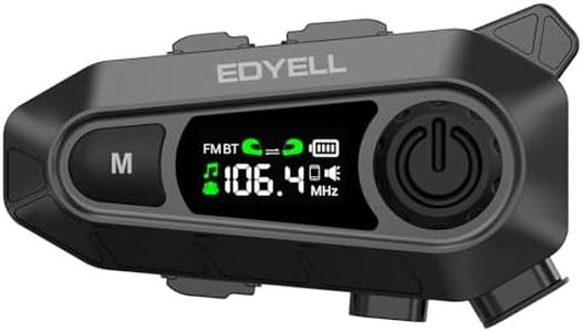 EDYELL A1 Motorcycle Bluetooth Headsets,Smart LED Display Motorcycle Helmet Speakers,Group Communication System On Ear Headphones,HD Calling and HiFi Music,Waterproof & Dustproof Helmet Headset