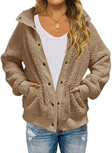 MEROKEETY Women's 2024 Winter Long Sleeve Button Sherpa Jacket Coat Casual Warm Fleece