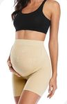 Fashiol Women's High Waist Cotton Brief Long Shorts Underwear Full Coverage Maternity Panties Pregnancy Panty C-Section Recovery After Delivery Skin Pack of 1