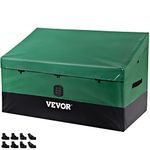 Vevor Outdoor Storage Box, 100 Gallon Waterproof PE Tarpaulin Deck Box w/Galvanized Frame, All-Weather Protection & Portable, for Camping, Garden, Poolside, and Yard, Brown & Blue, Green