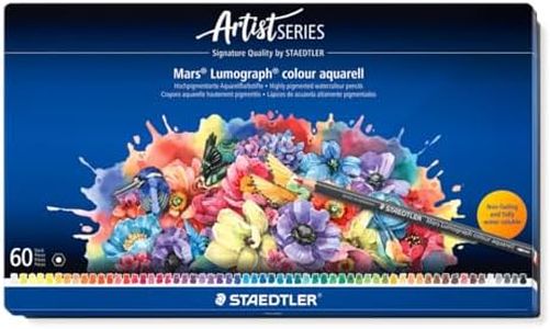 STAEDTLER Watercolour Pencil - 60 Assorted Colours - Mars Lumograph Colour Aquarell - Tin of 60, 104 M60