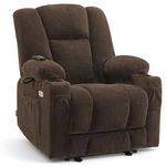 MCombo Fabric Electric Power Recliner Chair with Heat and Massage, Cup Holders, USB Ports, Extended Footrest, Cloth Powered Reclining Sofa Chair for Home 8015 (Not Lift Chair) (Dark Brown)