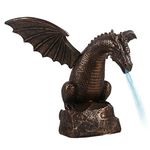 VONGLYHOO Garden Dragon Statue Water Fountain Outdoor Dragon Sculpture Cool Pond Spitter Landscape Decor Water Spout Figurines Dragon Garden Ornaments Pond Decor