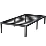 Lutown-Teen 14 Inch Twin Bed Frames with Rounded Corner Legs, Heavy Duty Metal Twin platform bed frame with Steel Slats Support, No Box Spring Needed, Noise Free, Easy Assembly