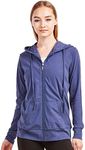 Sofra Women's Thin Cotton Zip Up Hoodie Jacket (M, Denim)