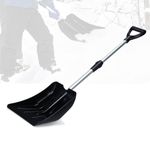 TANGZON Aluminum Snow Shovel, Lightweight Square Ice Scraper Snowboard Shovel with Adjustable & Anti-Slip Handle, Snow Sand Mud Removal Tool for Car, Camping and Garden (Silver+ Black)