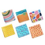 Hexafun Kids's Cotton Handkerchief - 100% Organic Cotton | Multicolor & Printed | Suitable for Daily Use | Soft Fabric | Suitable for 3-6 Years Old | Pack of 6-30cm x 30cm | Baby Doodle Doo Doo!