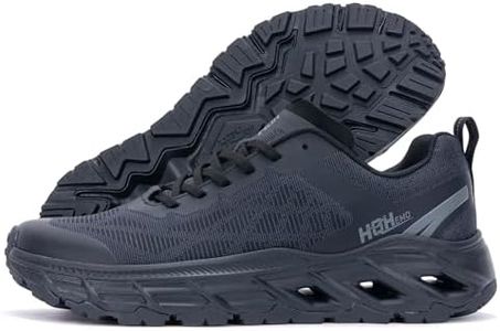 Wide Trail Running Shoes for Mens - FALKON 1.0 Waterproof Hiking Sneakers Wide Width for Outdoor with Jet-Holes Sole Allblack