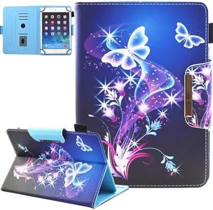 9.5-10.5 inch Tablet Universal Case, JZCreater Synthetic Leather Case Cover for iPad Air,New iPad 5th/6th Gen, Samsung Galaxy Tab A 10.1/Tab E 9.6 and More 9.5-10.5inch Tablet, Purple Butterfly