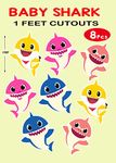 WoW Party Studio Shark Cartoon 1ft Cardstock Cutouts for Happy Birthday Decorations - 8Pcs