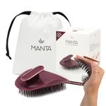 Manta Anti Breakage Hair Brush, Hair Massager Scalp Brush for Wet & Dry Hair, Gentle Hairbrush for Damaged Hair and All Hair Types - Detangling Hair Brushes for Women Men, Curly Hair Brush, Burgundy