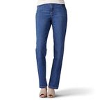 Lee Women's Petite Instantly Slims Classic Relaxed Fit Monroe Straight Leg Jean, Seattle Blue, 18