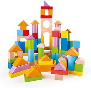 Hape Educational Wooden Beech Blocks Set, 101-Piece Toy for Babies and Toddlers 12+ Months, Shape, Colour and Creativity Development, Includes Sorting Lid and Storage Box