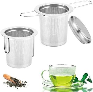 Mtxorvix Tea Filter Strainer Extra Fine Mesh Tea Strainer Stainless Steel Tea Infuser Steeper with Lid and Foldable Handle Loose Tea Leaf Steeper, for Tea Cups, Teapots, Mugs (Style B)
