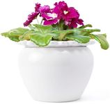 Lovely Ran African Violet Pots 8.3 * 6.3 Inch White Ceramic Easy Plant Self Watering Pot Ceramic Flowerpot with Water Absorbing Inner Pot Orchid Planter for Best Gifts Lawn Yard Outside Decor