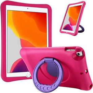 ProCase Kids Case for iPad 10.2 9th Gen 2021/ 10.2 8th Gen 2020 / 7th Gen 2019 /iPad Air 10.5 3rd Gen/iPad Pro 10.5, Durable Shockproof Light Weight Protective Cover with Rotatable Kickstand and Grip -Magenta