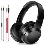 ZIHNIC Hi-Res Over Ear Headphones for Studio Monitoring and Mixing, Foldable Wired DJ Headphones for Computer Recording Phone Guitar Laptop (Black)