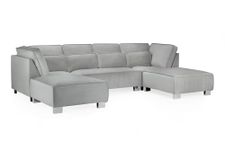 Honeypot U Shaped Sofa - Sloane U Shape Corner Sofa for Living Room - Sofa with Soft Grey Velvet Upholstery | Setup Included | Made in EU | Built to Last (Grey, U-shaped Corner)