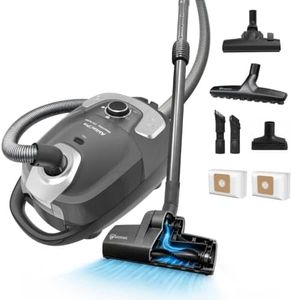 Akitas C11WT Bagged Canister Vacuum Cleaner, Wessel Turbo Brush for Pet Hair (Cat & Dog), HEPA Filtration, 33ft Cleaning Radius, with Retractable Cord and Wide Parquet Brush