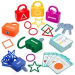 Hacaroa 108 Pcs Kids Learning Locks with Keys, Geometric Shape Matching Color Sorting Recognition Toy Set, Montessori Educational Toys Fine Motor Skill Game for Children, Preschool Activities