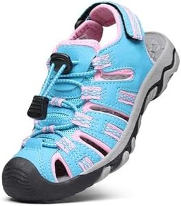 DREAM PAIRS Boys Girls Summer Outdoor Athletic Sport Sandals Walking Hiking Hook and Loop Adjustable Multicolor for Toddler/Little/Big Kids,Size 7 Toddler,Baby/Blue/Pink,160912-K
