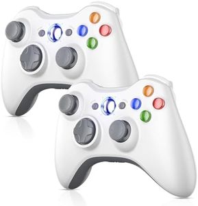 Nonbliep 2 Pack for Xbox 360 Controller, Compatible with Xbox 360 & Slim/PC Windows 10/8/7, with Upgraded Joystick/Dual-Vibration/2.5mm headphone Jack for Xbox Controller Wireless White